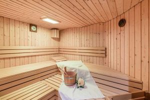 Zimmerei Hasenfratz - Referenzen - Sauna mit Wellendach